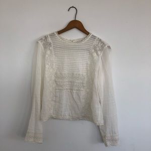 Embroidered Linen Long-sleeve Zara Blouse (size S)